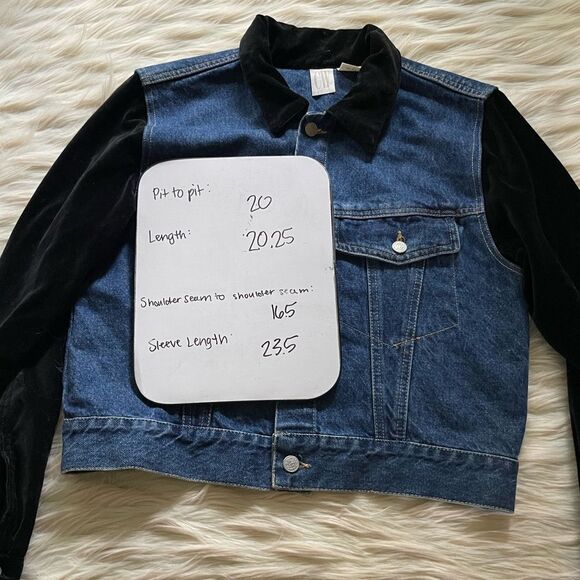 CW Clifford & Wills Vintage 90s/Y2K Velvet & Denim Jean Jacket - Picture 5 of 5
